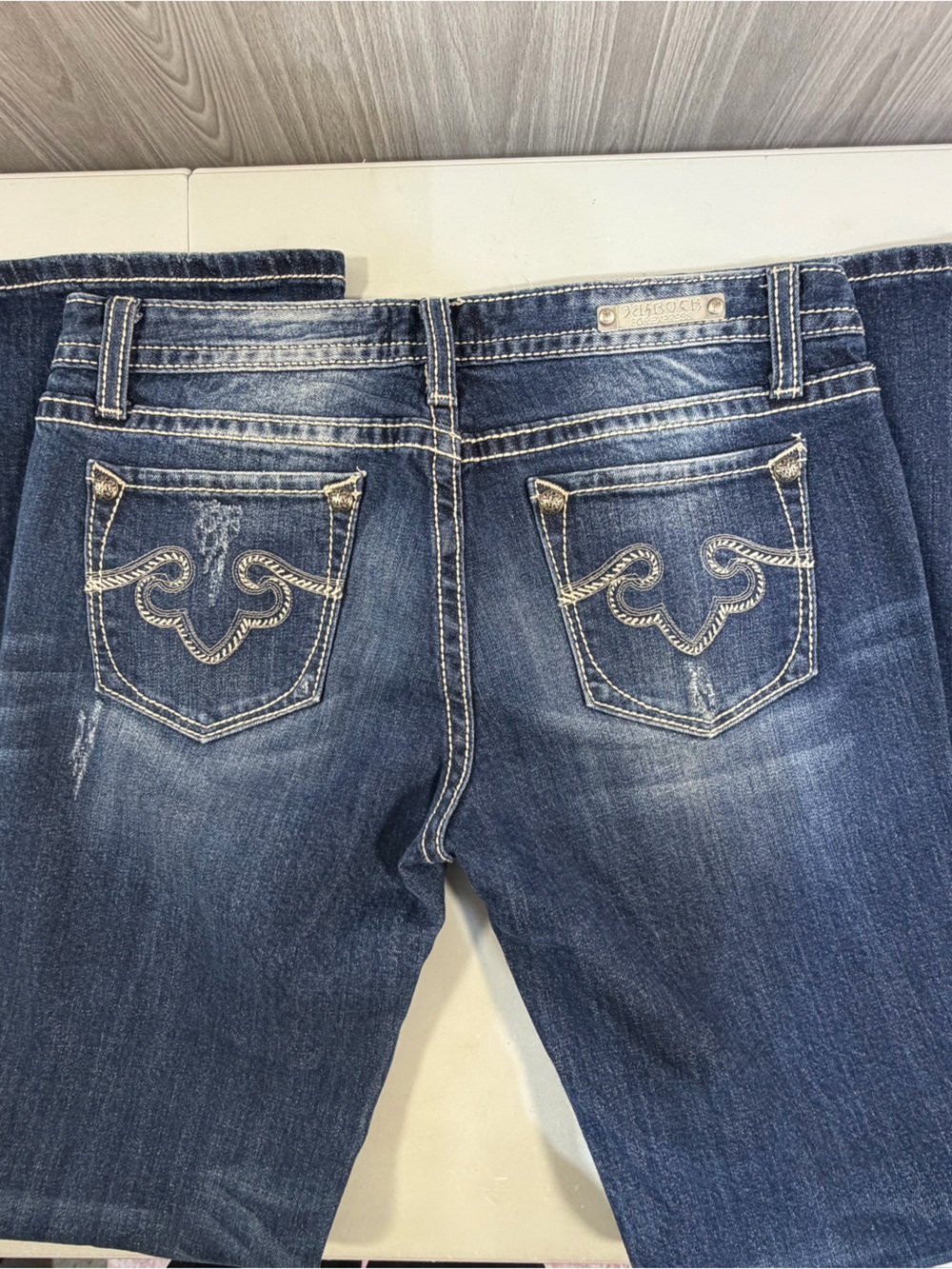 ReRock Express Jeans Women’s Boot Cut‎ Blue Denim Size 10 R Western Y2K Distress
